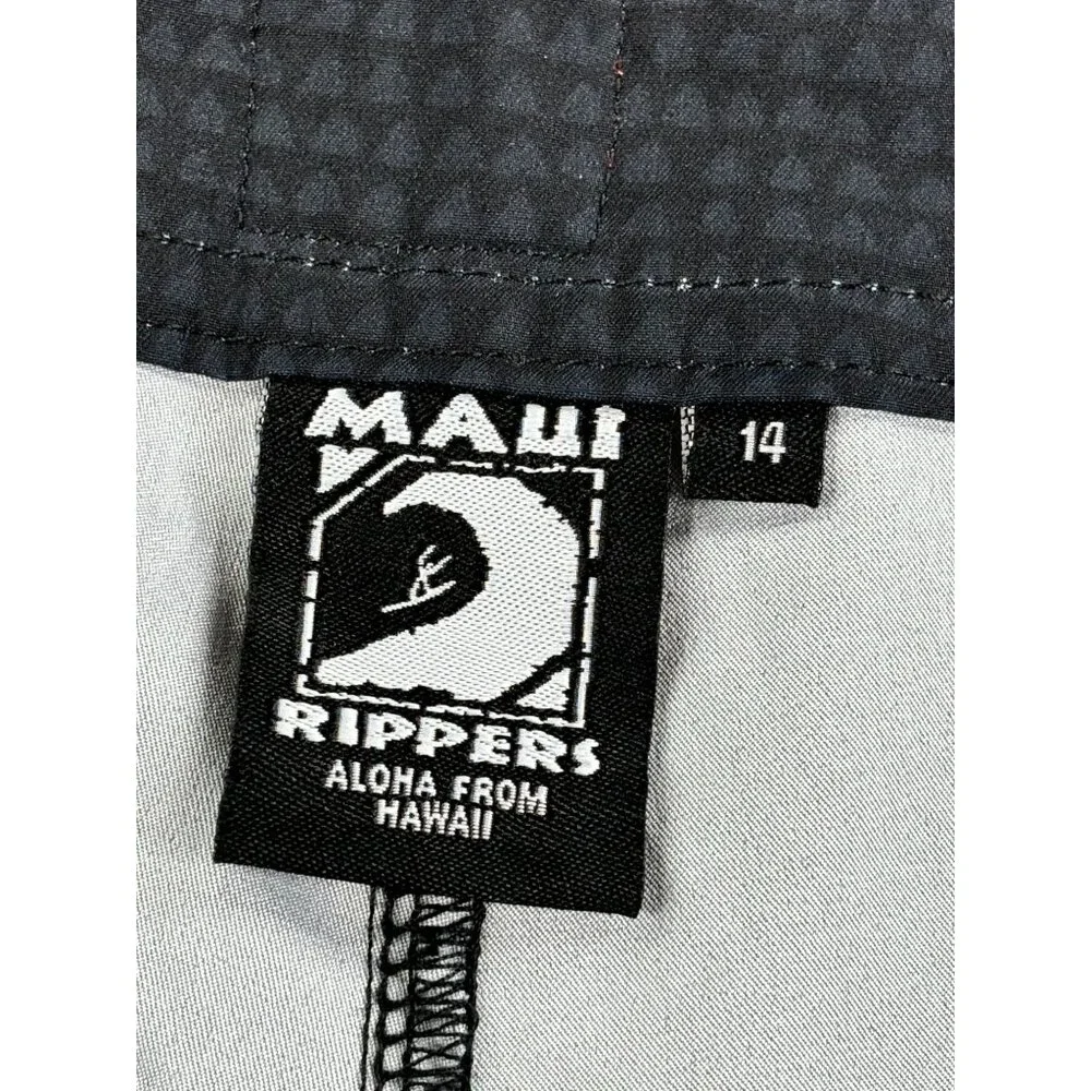 Maui Rippers Board Shorts Mens 14 Gray Quick-Dry Side Pocket Drawstring